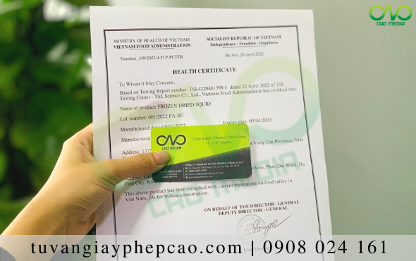 Xin Health certificate rau câu dừa tại Bộ Y Tế