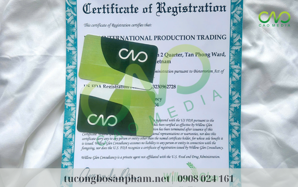 Giấy chứng nhận FDA tiêu trắng