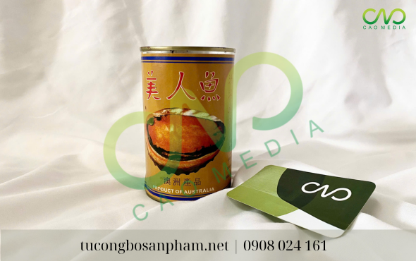 Mẫu sản phẩm công bố bào ngư đóng hộp (Ảnh CAO Media)