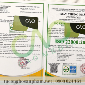 Mẫu giấy chứng nhận ISO sản xuất nước cốt (Ảnh CAO Media)